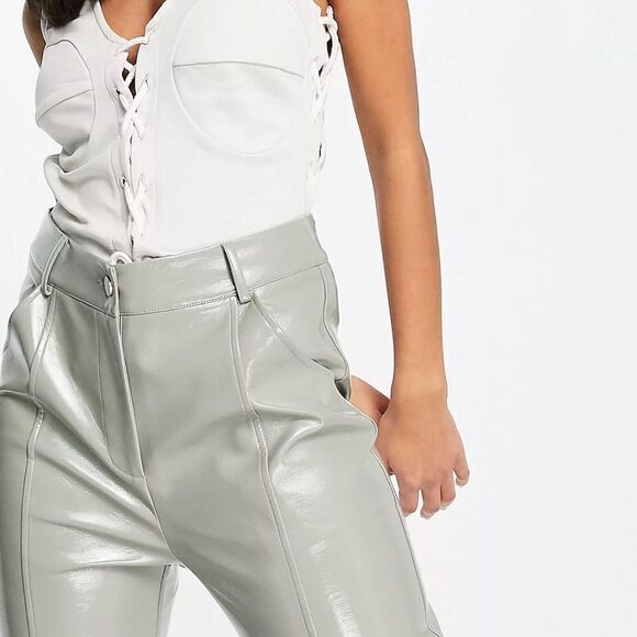 4th + Reckless Cool Gray High Waisted Pleather Pants | SZ S - Picture 2 of 14